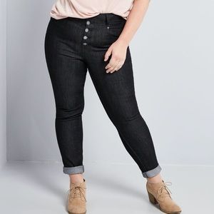 ModCloth Karaoke Seamstress Buttoned Skinny Jeans